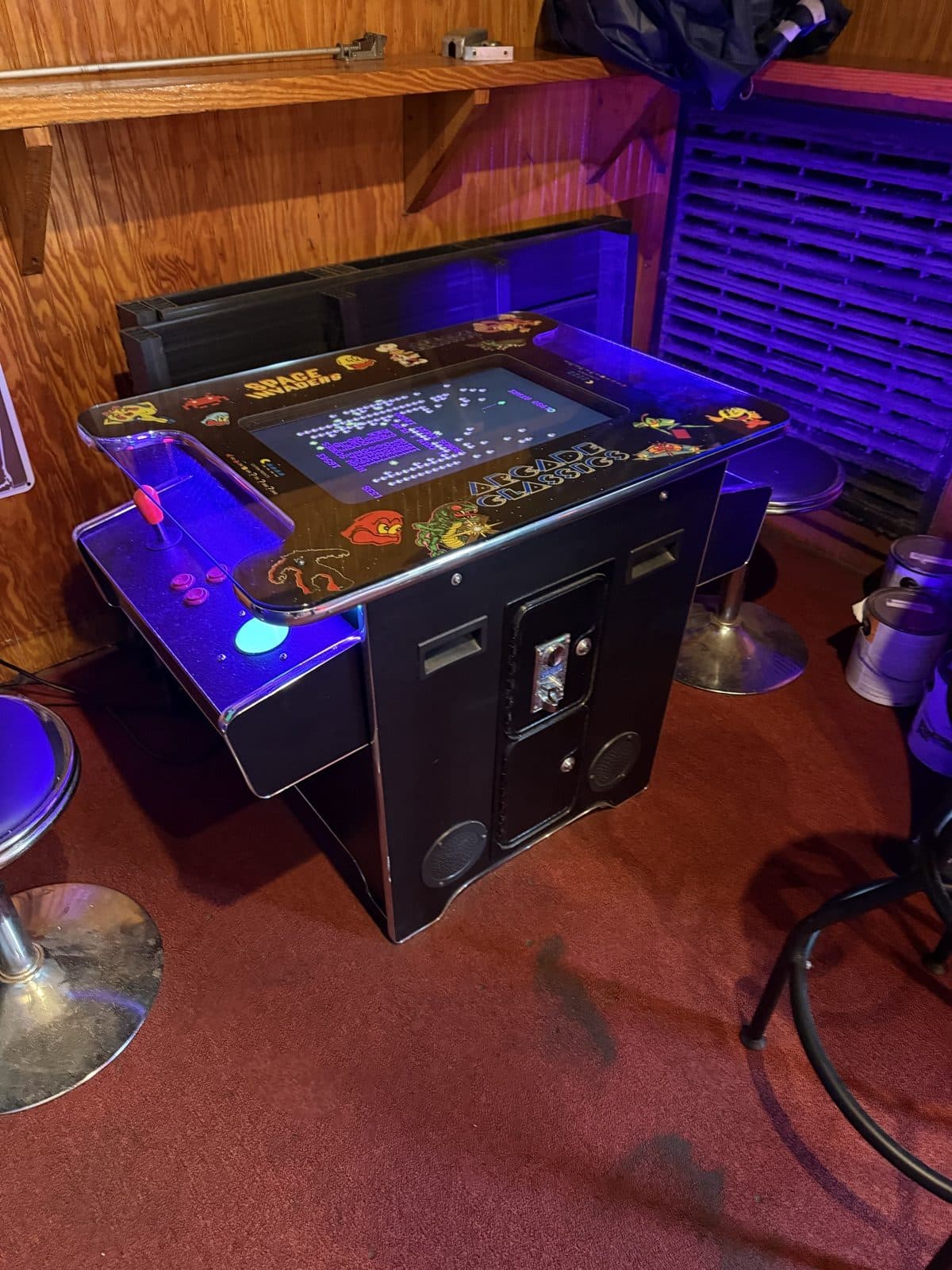 Cocktail-style Arcade Classics table game at Play By Play