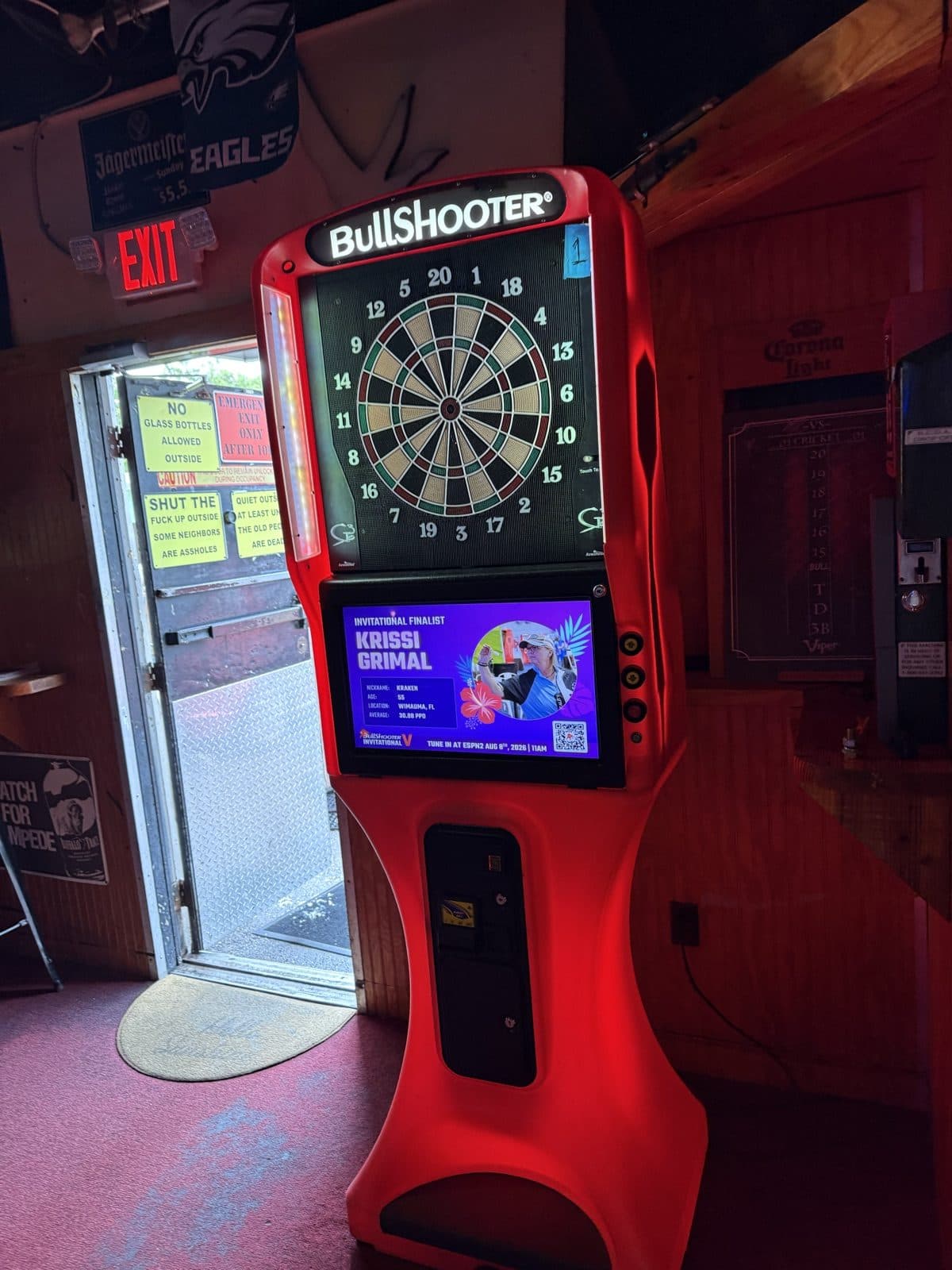 BullShooter electronic dart machine inside Play By Play Sports Bar